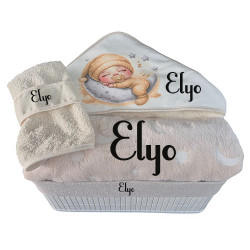 Corbeille cadeau naissance personnalis&eacute;e