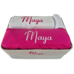 Coffret serviette de bain + drap de bain personnalisés