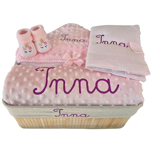 Corbeille cadeau naissance personnalisée