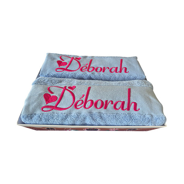 Coffret serviette de bain + drap de bain personnalisés