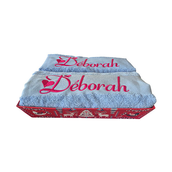 Coffret serviette de bain + drap de bain personnalisés