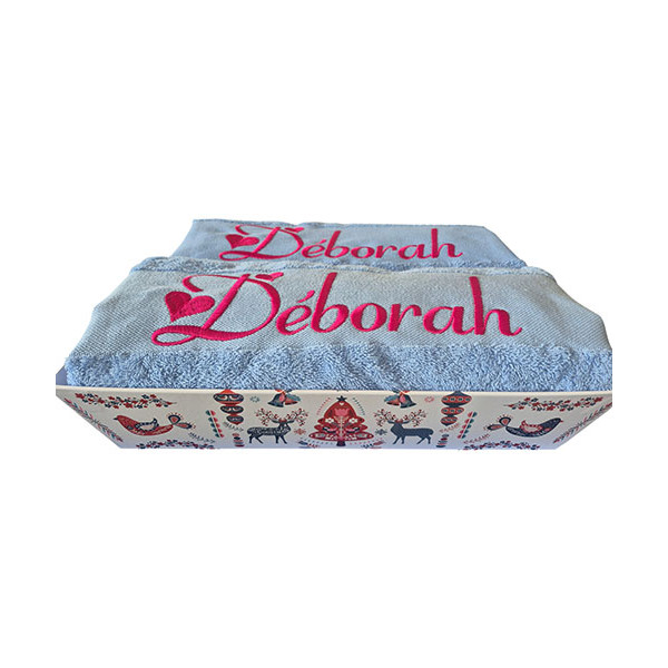 Coffret serviette de bain + drap de bain personnalisés