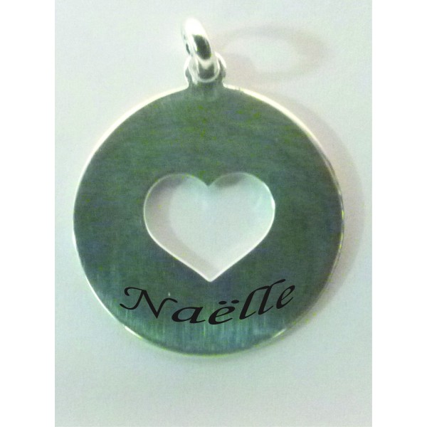 Pendentif gravé rond en Argent