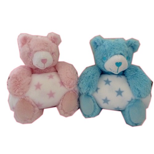 Couverture Polaire étoilé bébé et sa Peluche 