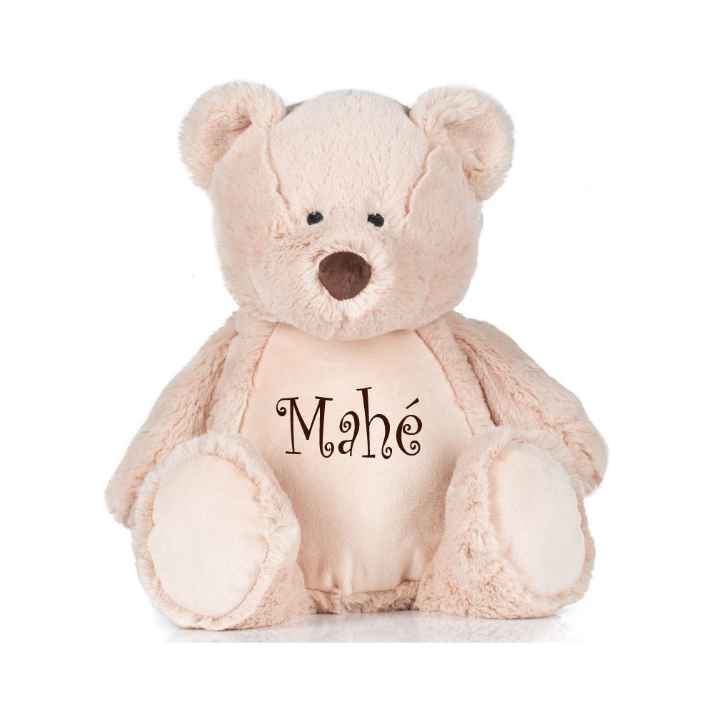 Doudou avec peluche personnalisé - Ourson rose