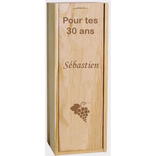 Coffret Tire bouchon bois gravé personnalisé 13x6 cm