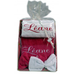 Coffret serviette de bain + drap de bain personnalisés + gants