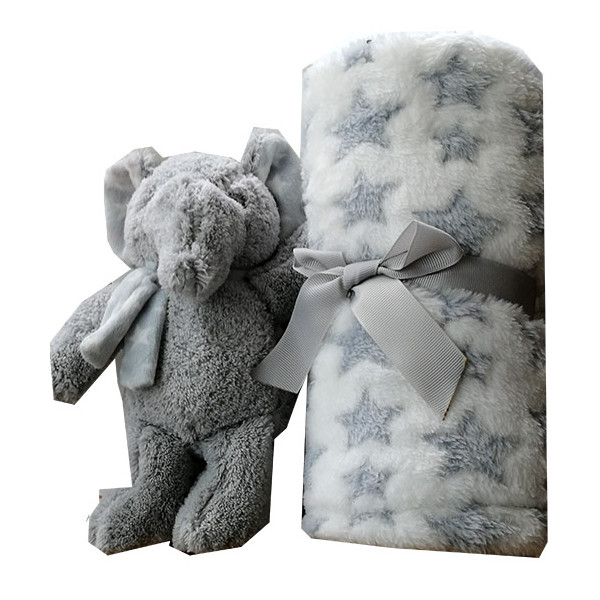 Couverture Polaire unie et sa Peluche personnalisée 