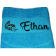 La serviette de bain personnalisée turquoise 