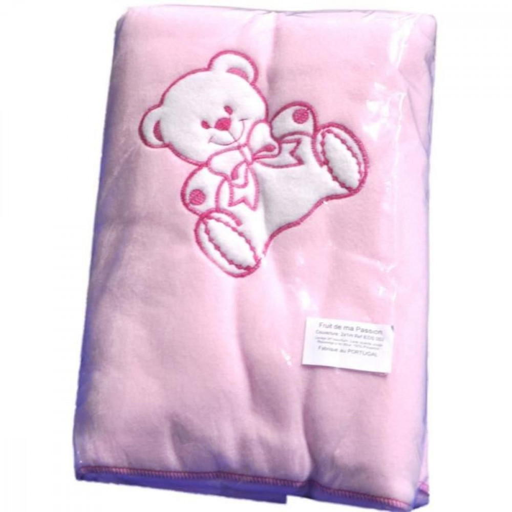 Couverture personnalisable pour bébé - Ours rose - Naélie