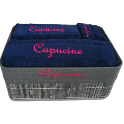 Coffret Serviettes de Bain Personnalisé – 2 Serviettes + 2 Gants + Boîte Cadeau Brodée