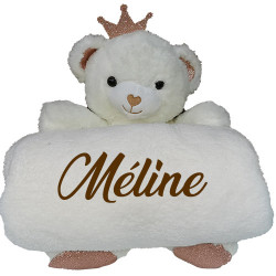 Couverture Polaire unie et sa Peluche personnalisée 