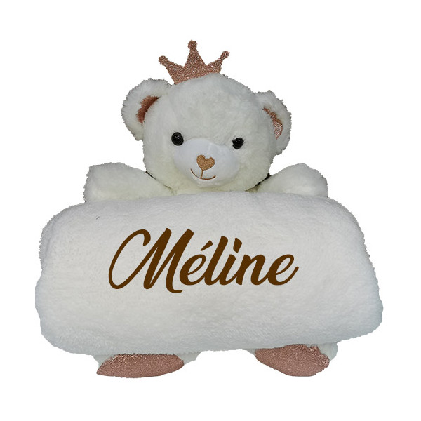 Couverture Polaire unie et sa Peluche personnalisée 