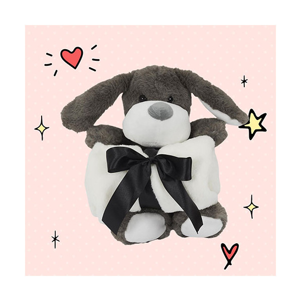 Couverture Polaire unie et sa Peluche personnalisée 